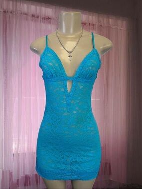 🐾Y2K vintage Victoria’s Secret blue lace lingerie cami slip dress🐾